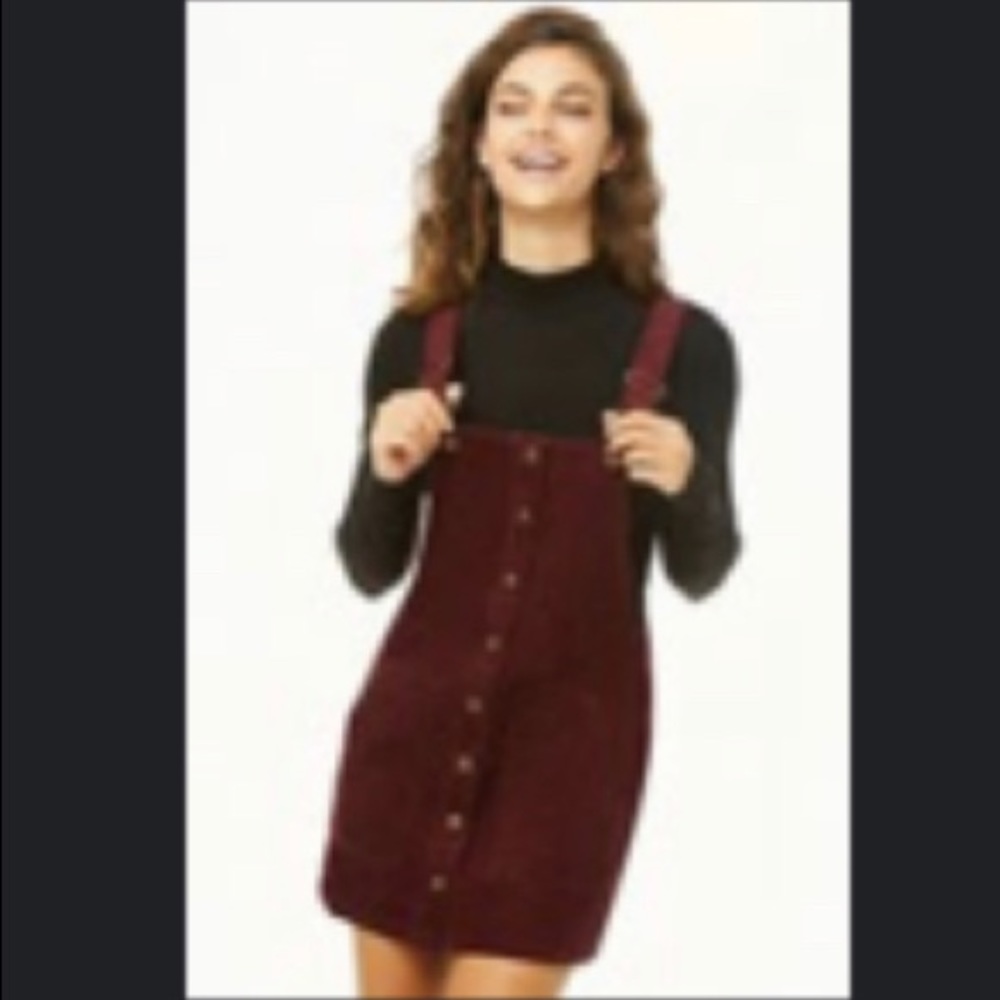 FOREVER21 EGGPLANT SKIRT OVERALLS